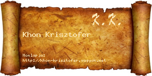 Khon Krisztofer névjegykártya